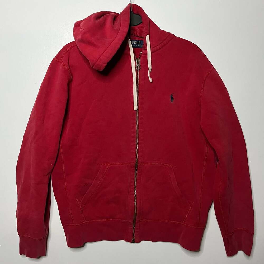 Polo Ralph Lauren Red Full-Zip Waffle Lined Hoodie Size Medium
